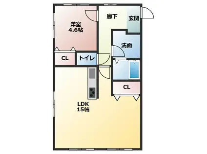 エクシブIII(1LDK/2階)の間取り写真