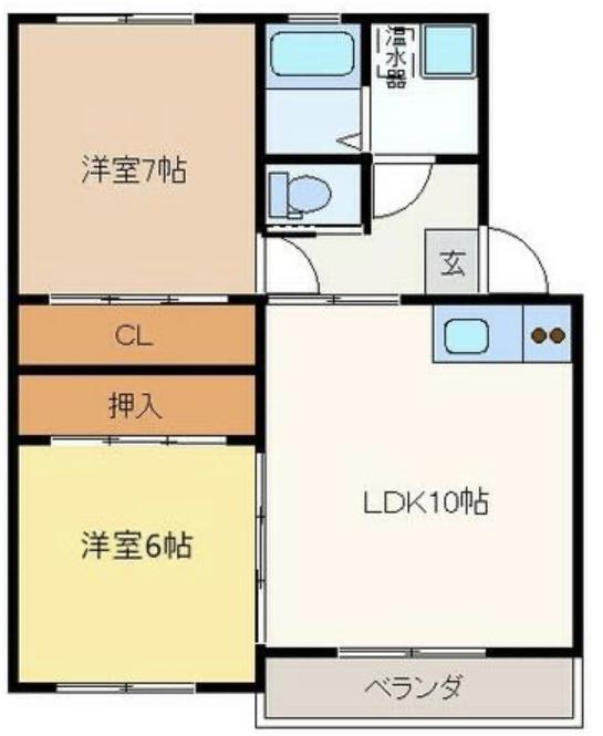 ニューエイジ(2LDK/1階)の間取り写真