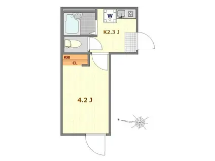 WELL-BEING日暮里北(ワンルーム/1階)の間取り写真