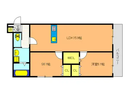 へーベルメゾン西明石B(2LDK/2階)の間取り写真