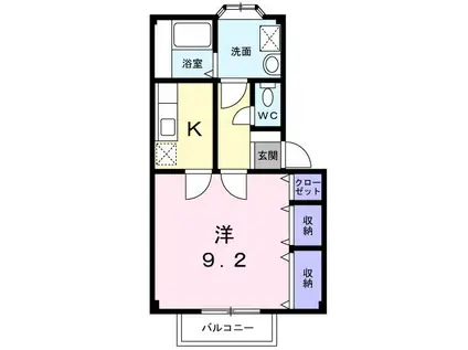 ソル・レヴェンテ(1K/1階)の間取り写真