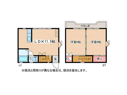 メゾン松下(2LDK/1階)の間取り写真