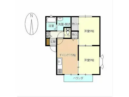 サンハイツアーデルV(2DK/2階)の間取り写真