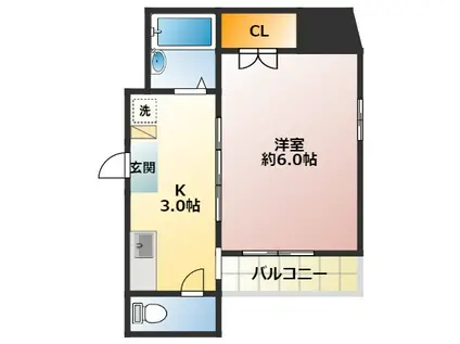 東武東上線 ときわ台駅(東京) 徒歩7分 4階建 築23年(1K/4階)の間取り写真