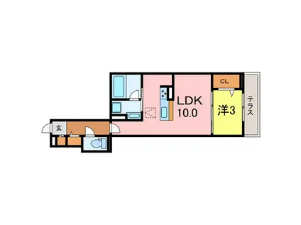 ＪＲ東海道本線 安城駅 徒歩7分 3階建 築1年(1LDK/1階)の間取り写真