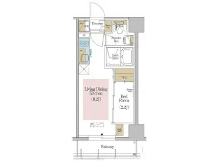 アーバネックス東京八丁堀(1LDK/2階)の間取り写真