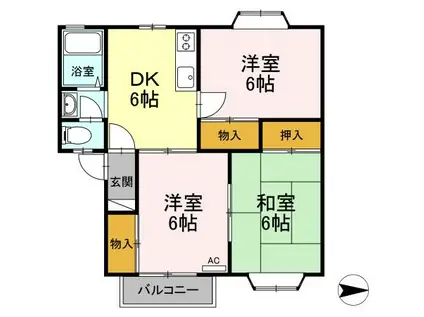 コーポウィステリアB(3DK/1階)の間取り写真