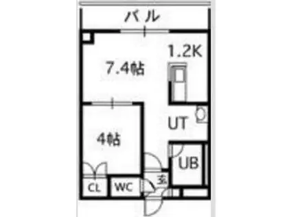 ロイヤルリバー(1LDK/6階)の間取り写真