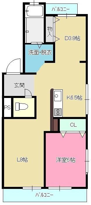浦里第一マンション(1LDK/1階)の間取り写真