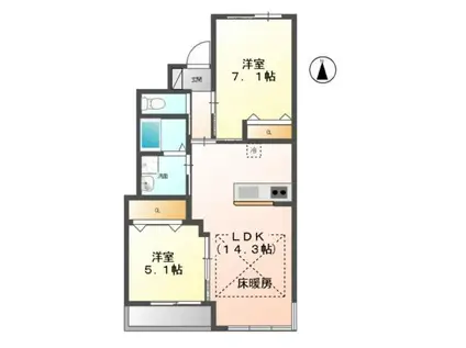 リバティ(2LDK/2階)の間取り写真