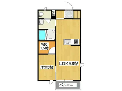 シャルール(1LDK/2階)の間取り写真