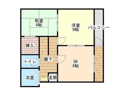 コーポ芽野都(2DK/2階)の間取り写真