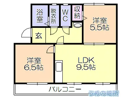 CONCERTO東合川II(2LDK/4階)の間取り写真