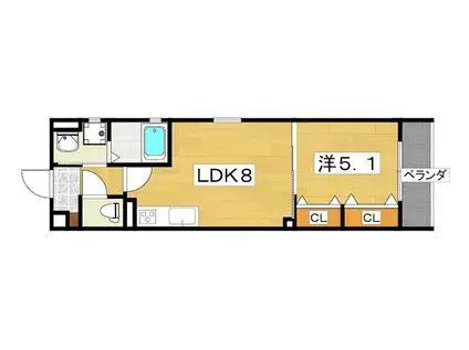 セレニティ出雲A棟(1LDK/2階)の間取り写真