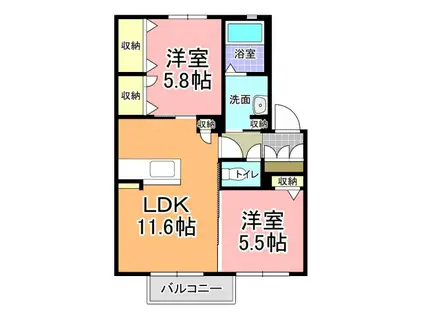 シャルル グランデ A(2LDK/1階)の間取り写真