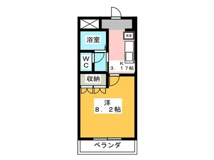 グレイシャス湘南(1K/2階)の間取り写真