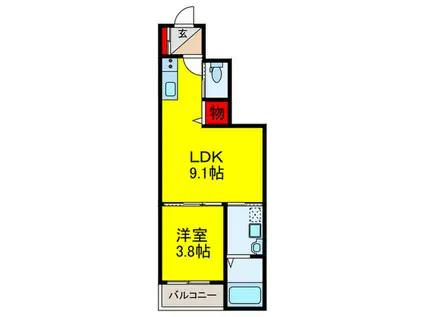 ハピネス・MGK II(1LDK/2階)の間取り写真