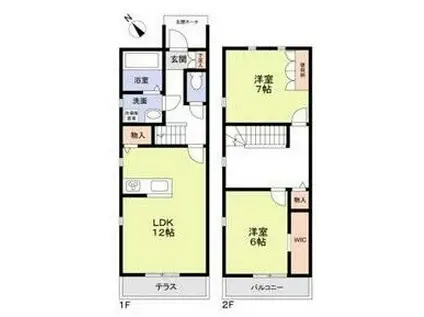 フォレストメゾン如意 A棟(2LDK/1階)の間取り写真