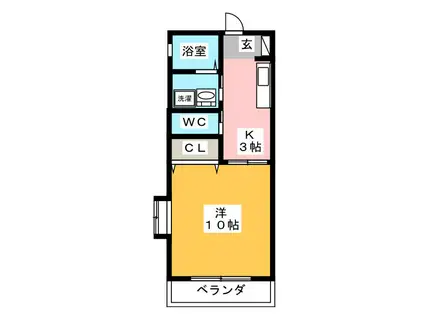 パラータリリア(1K/2階)の間取り写真