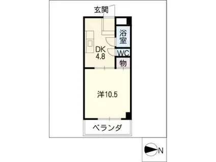 クレスト仁(1DK/3階)の間取り写真