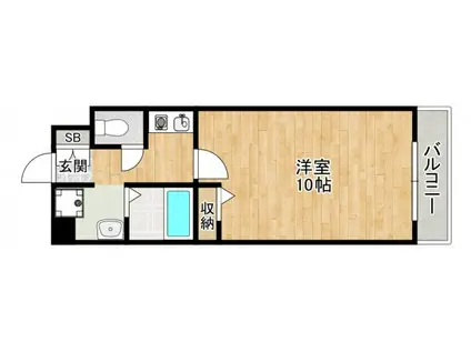 グランディール小林II(1K/1階)の間取り写真