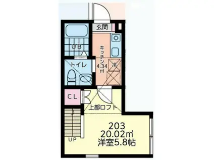 CASA永山(1K/2階)の間取り写真