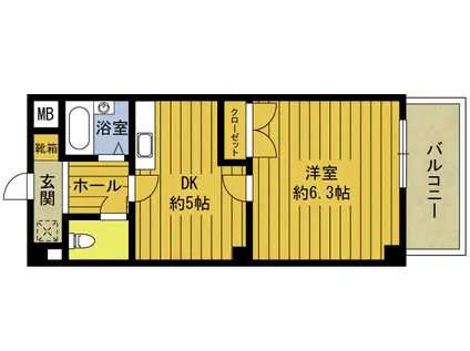 ACURA錦町II(1DK/3階)の間取り写真
