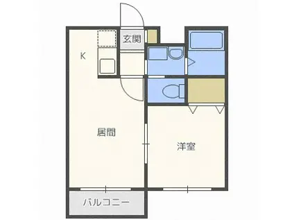 ブランノワール円(1LDK/2階)の間取り写真