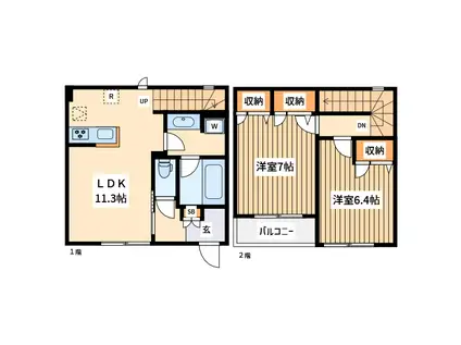 川崎市幸区東古市場計画(2LDK/1階)の間取り写真