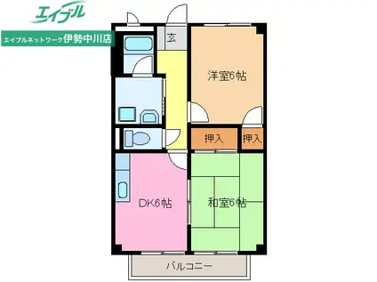 SURPLUSTWOコーポラス戸木(2DK/2階)の間取り写真