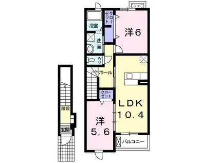 グランディール・21A(2LDK/2階)の間取り写真