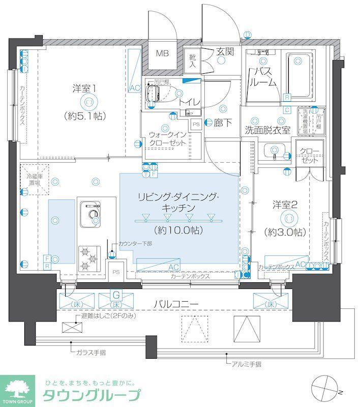 ZOOM本郷(2LDK/8階)の間取り写真