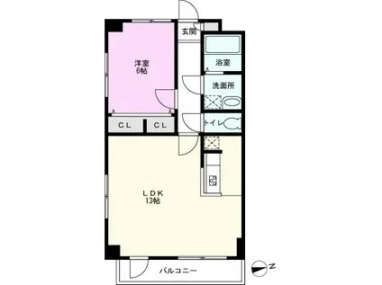 ライザ山一(1LDK/3階)の間取り写真