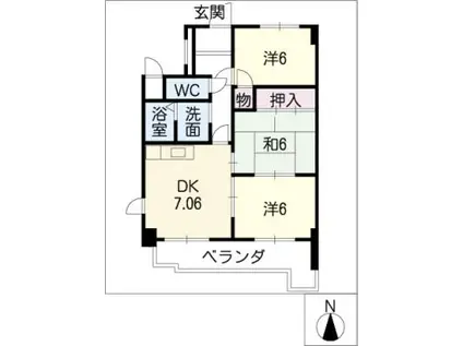 コモード南山(3DK/6階)の間取り写真