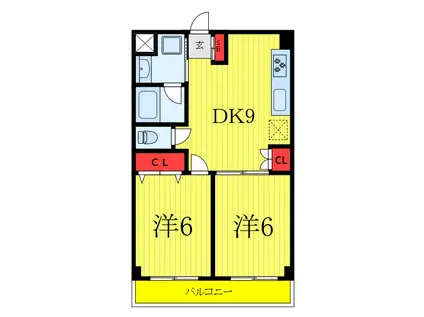 セントラルパークマンション(2DK/1階)の間取り写真