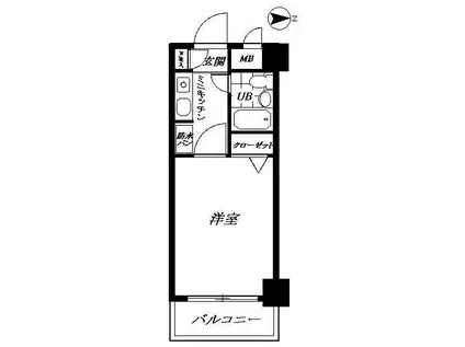 アーバンヒルズ吾妻橋(1K/2階)の間取り写真