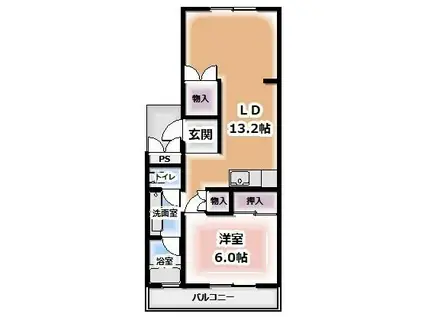 ルミウス片山III(1LDK/4階)の間取り写真