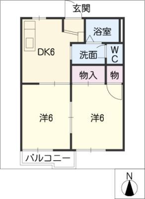 ノーブルエルドラド(2DK/2階)の間取り写真