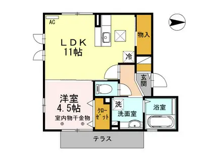 エスペランスI(1LDK/1階)の間取り写真