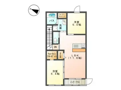 ブリスティア湘南(2LDK/2階)の間取り写真