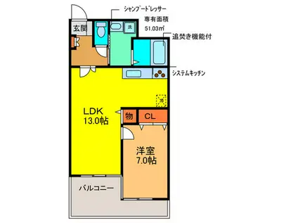 カワサキビル(1LDK/5階)の間取り写真
