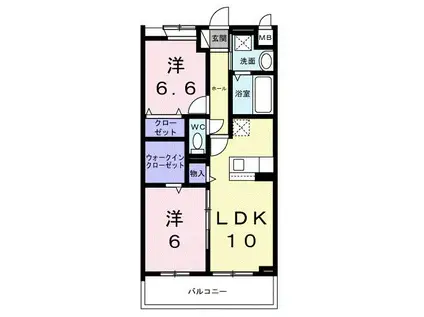 HILL COURT 水無瀬(2LDK/2階)の間取り写真
