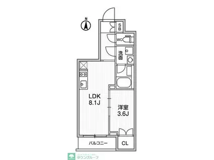 ALTERNA亀戸III(1DK/7階)の間取り写真