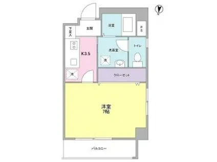 コルティーレ(1K/4階)の間取り写真