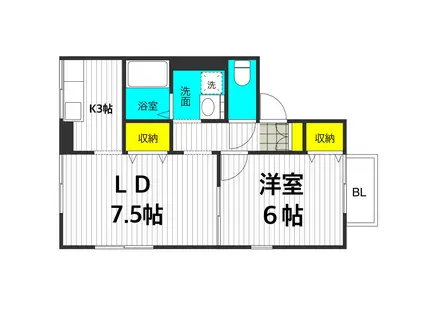 ヴィラコンフォートII(1DK/2階)の間取り写真