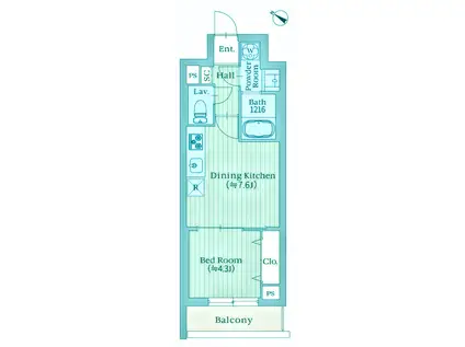 サクラス五反田(1LDK/2階)の間取り写真