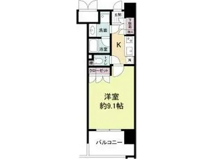 パークフラッツ江坂(1K/9階)の間取り写真