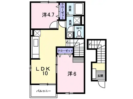 アーバン・エスパシオB(2LDK/2階)の間取り写真