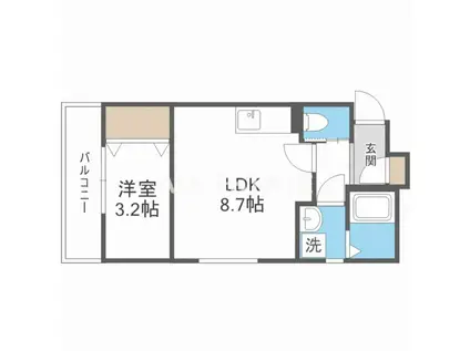 ル・レーヴ今津ノース(1LDK/1階)の間取り写真