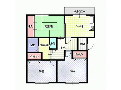 京阪本線 萱島駅 徒歩20分 3階建 築30年(3DK/2階)の間取り写真